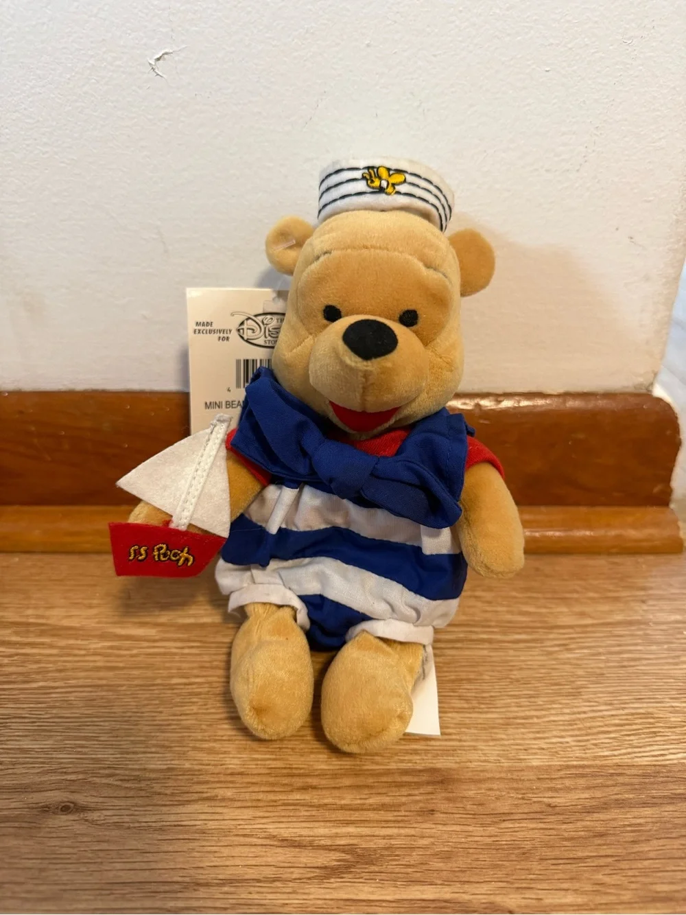 Vintage 8” Disney Store/Disney Parks “Nautical Pooh” Mini Bean Bag Plush NWT